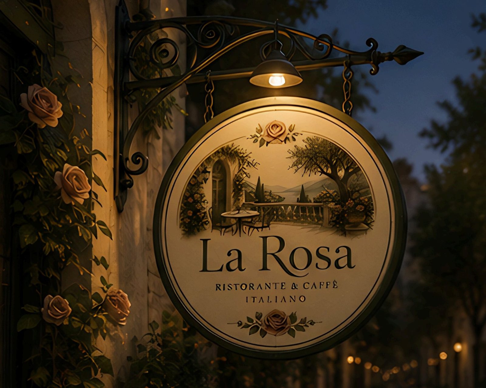 La Rosa sign at night