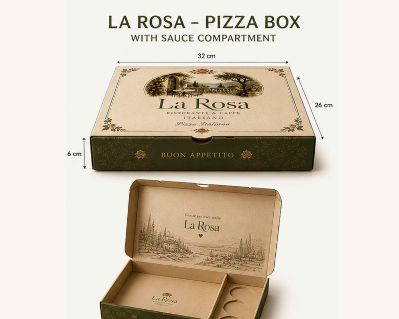 La Rosa pizza box